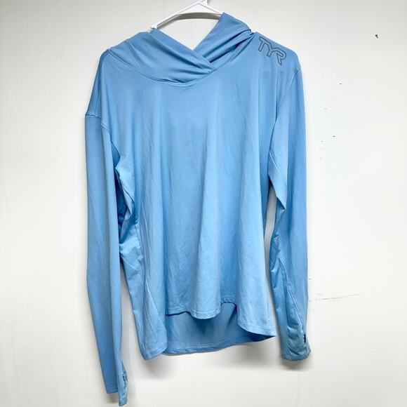 TYR Men's Long Sleeve Sun Protection Performance Hoodie Shirt UPF 50+ Size Large - Picture 2 of 5